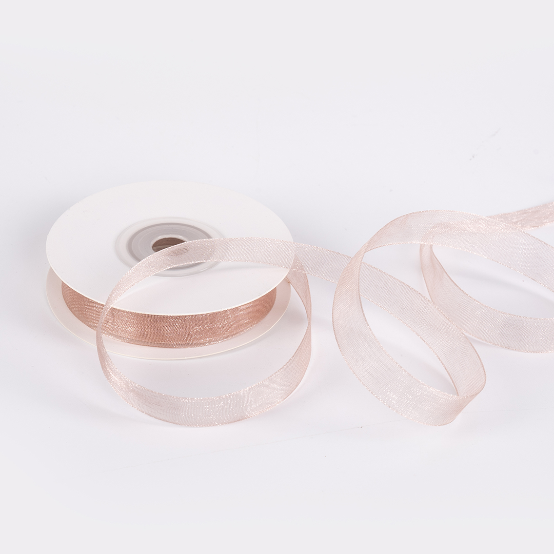 Лента органза (1,2 см*22,85 м) Розовое Золото, 1 шт.