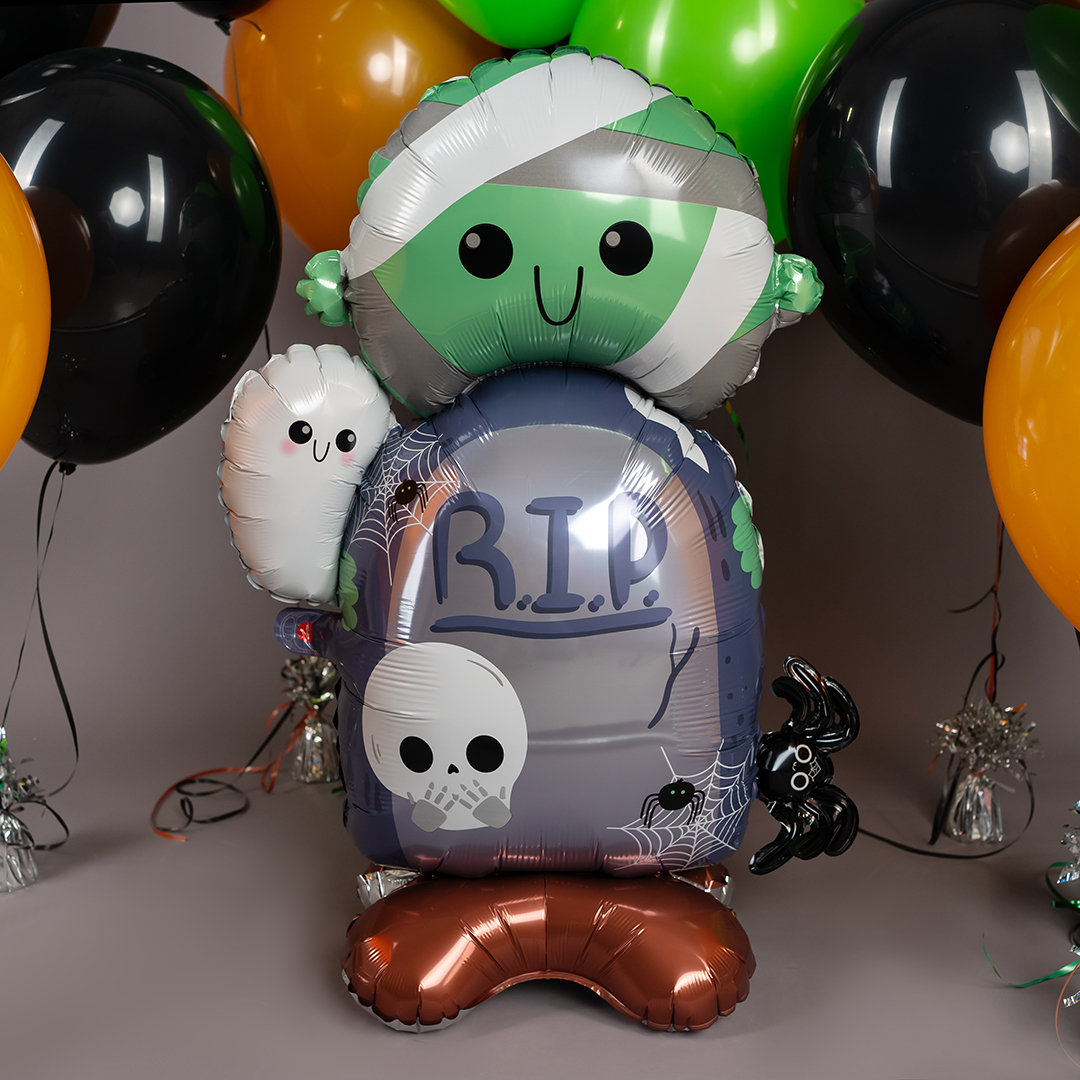 Шар 3D (39''/99 см) Фигура на подставке, Надгробие с привидениями, 1 шт. в уп.