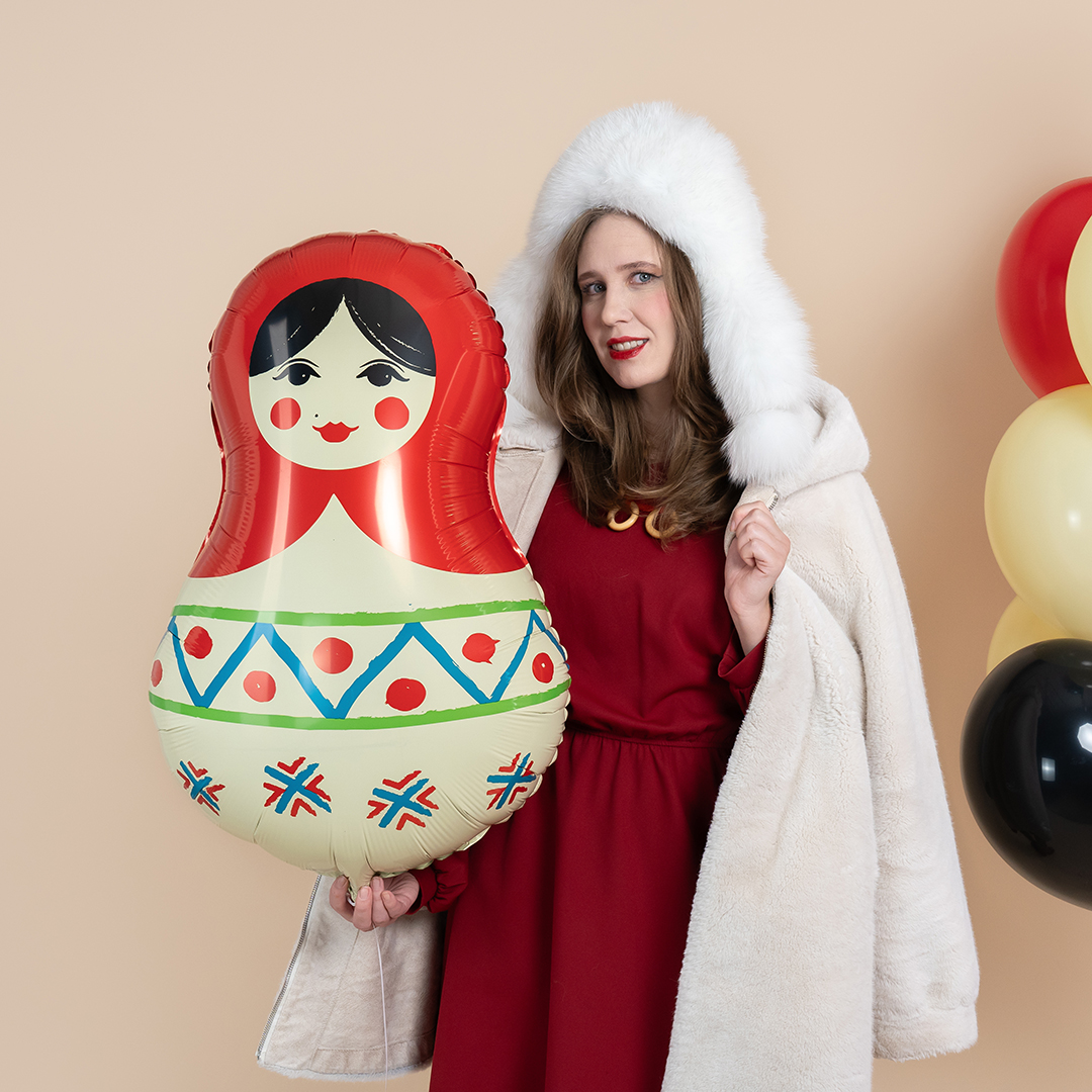 Шар (31''/79 см) Фигура, Матрешка Русский узор, 1 шт. в уп.