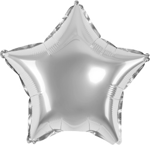 Шар с клапаном (10''/25 см) Мини-звезда, Серебро, Металлик, 1 шт.