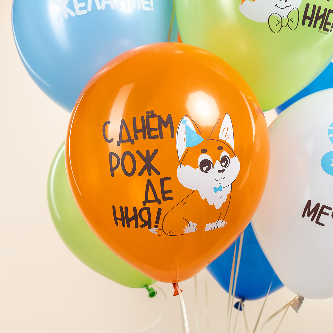Шар (12''/30 см) Корги, Ассорти, пастель, 1 ст, 25 шт.