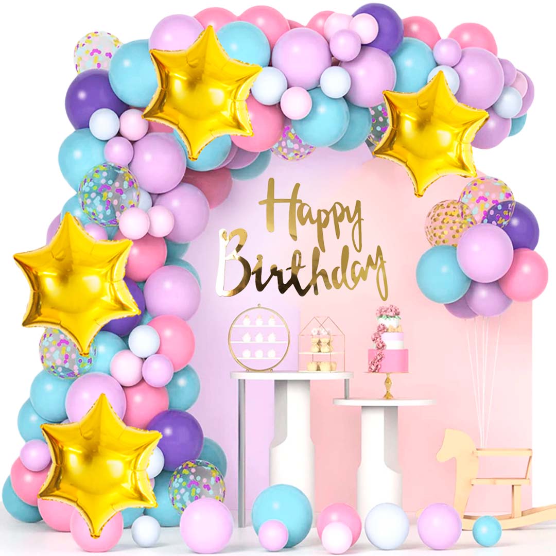 Гирлянда из воздушных шаров, Happy Birthday, Ассорти, 145 шт. в упак.