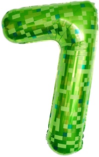Шар (40''/102 см) Цифра, 7 Пиксели, Зеленый, 1 шт. в уп.