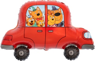 Шар (30''/76 см) Фигура, Три Кота, Автомобиль, 1 шт. в уп.