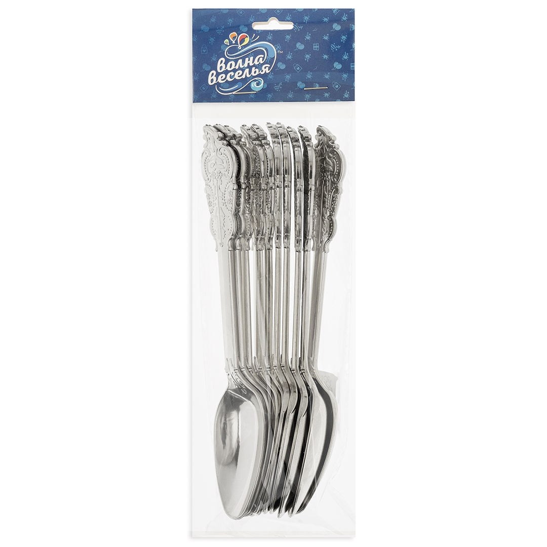 Ложки, Барокко, Серебро, Металлик, 17,5 см, 10 шт. в упак. 