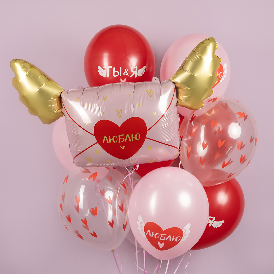 Шар (35''/89 см) Фигура, Люблю, Письмо Валентинка, 1 шт. в уп.