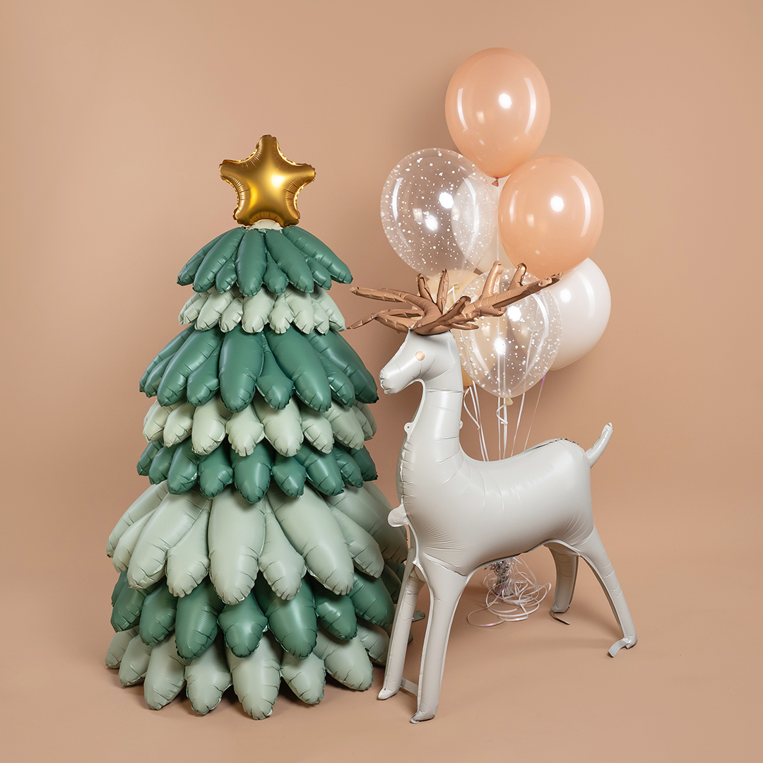 Шар 3D (49''/124 см) Фигура, Олень, Бежевый, Сатин, 1 шт. в уп.