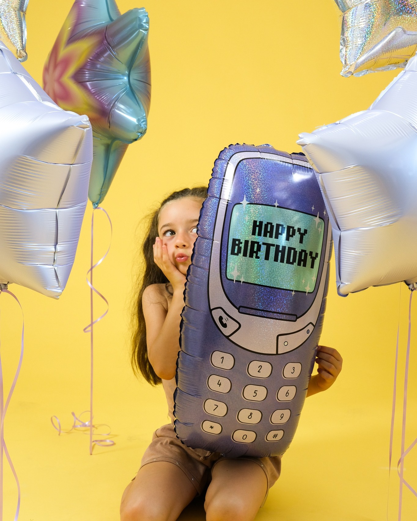 Шар (23''/58 см) Фигура, Мобильный телефон, Голография, 1 шт. в уп.