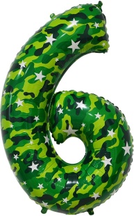 Шар (34''/86 см) Цифра, 6, Камуфляж, 1 шт. в уп.