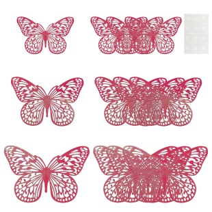 Наклейки Нежные бабочки, Фуксия, Голография, 8-12 см*12 шт, 1 упак.