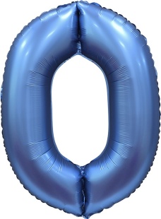 Шар (34''/86 см) Цифра, 0, Синий, Сатин, 1 шт. в уп.