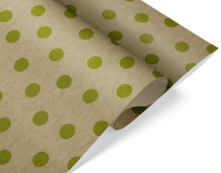 Упаковочная бумага, Крафт 70гр (0,7*1 м) Весенний горошек, 10 шт.
