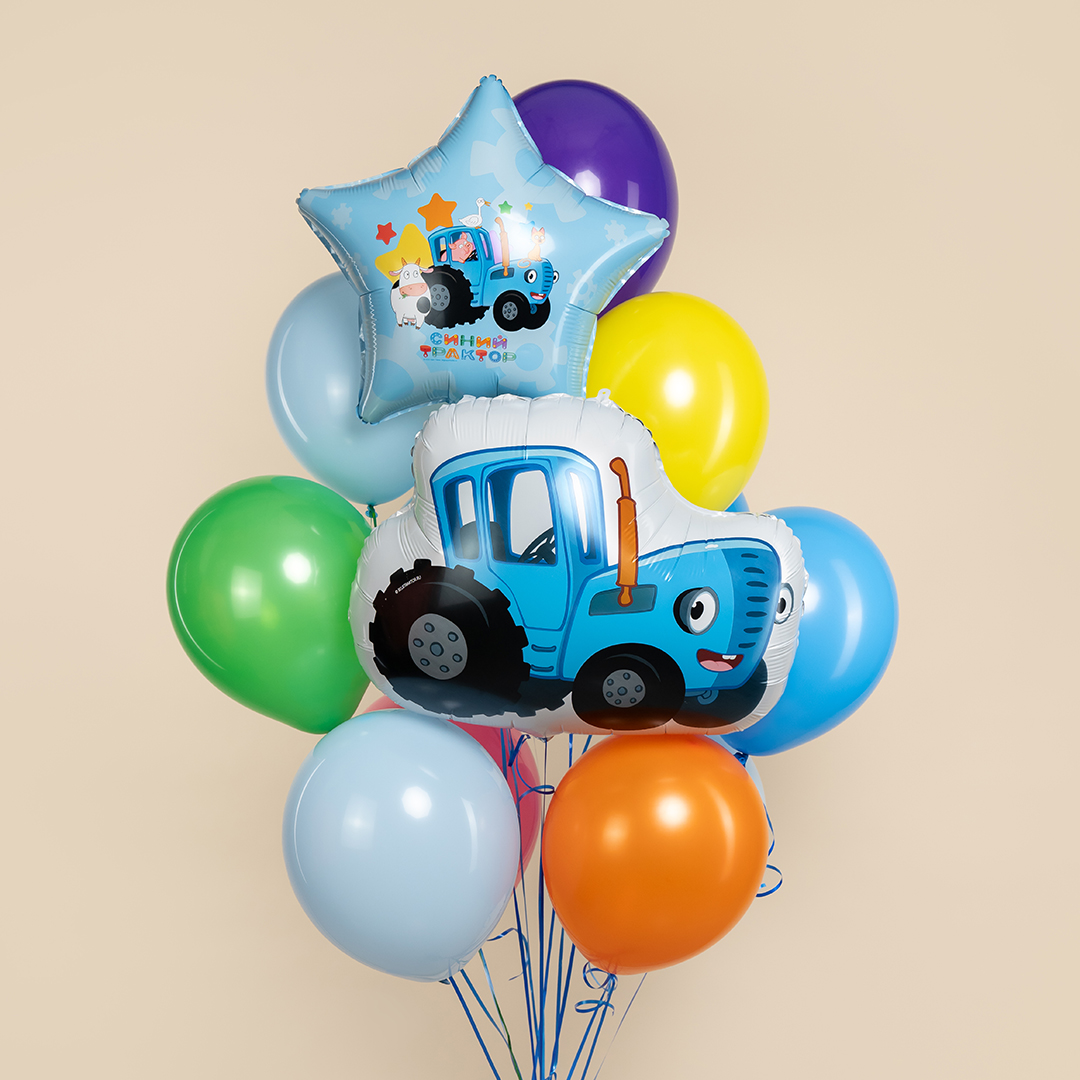 Шар (26''/66 см) Фигура, Синий трактор, 1 шт. в уп.