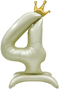 Шар (40''/102 см) Цифра на подставке, 4 Золотая корона, 1 шт. в уп.