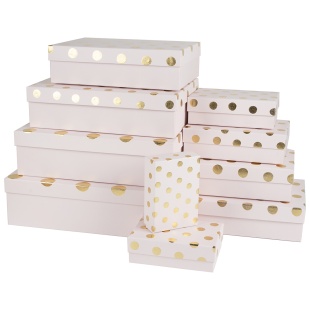 Набор коробок Золотой горох, Розовый, Металлик, 37*27*11 см, 10 шт. в упак. 