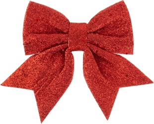 Декоративный бант Праздничный, Красный, с блестками, 12*15 см, 2 шт. в упак. 