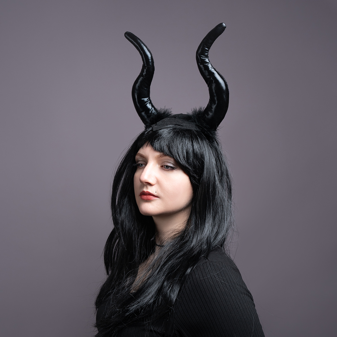 Ободок, Объемные рога, Черный, 30*25 см, 1 шт. 