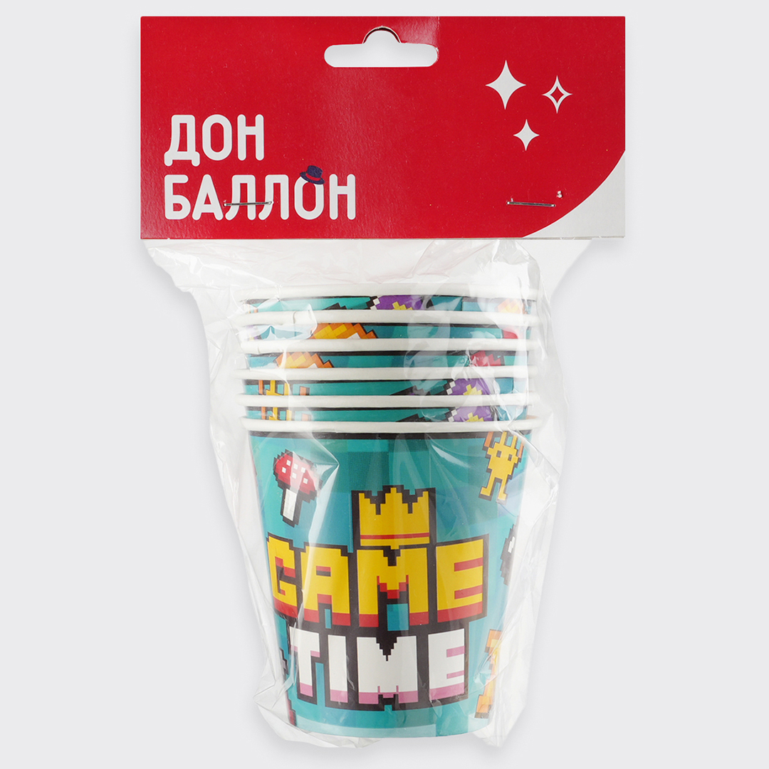 Стаканы (250 мл) Game Time, Пиксели, 6 шт.