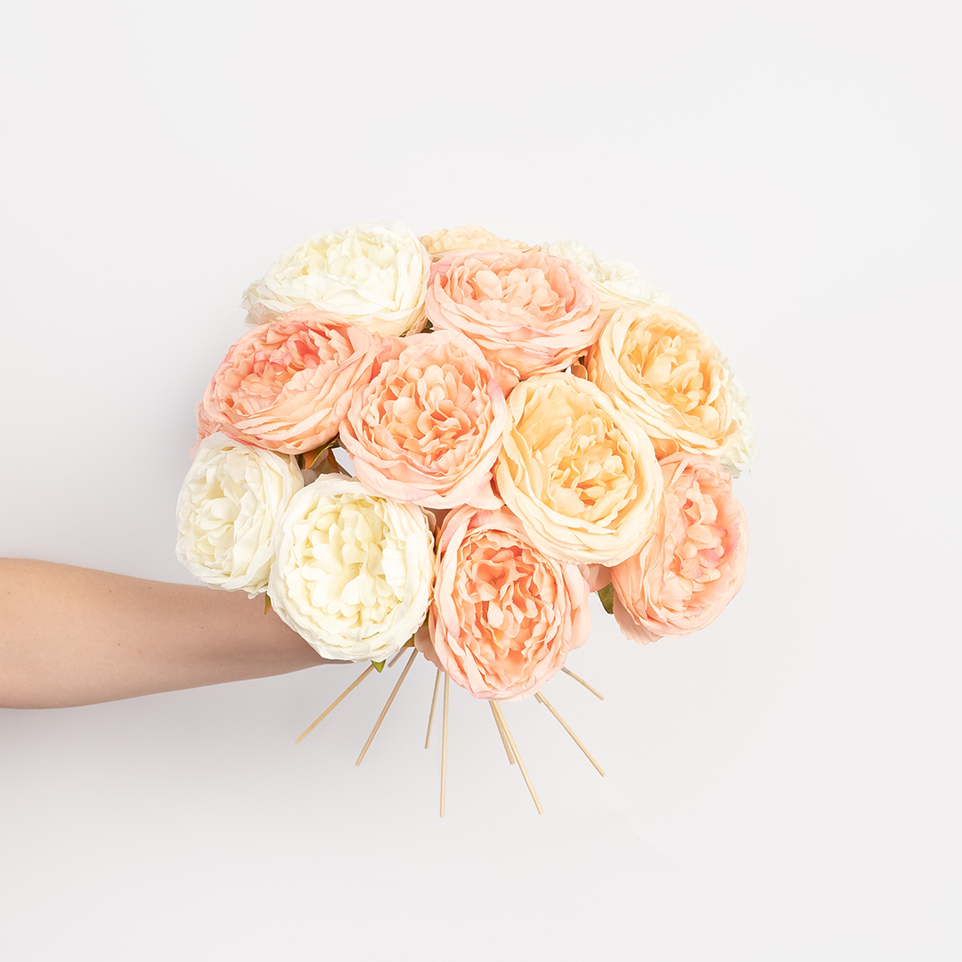 Пионовидная роза (бутон), искусственная, Розовый, 9 см, 3 шт. в упак. 