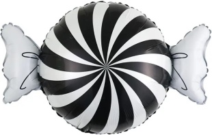 Шар (30''/76 см) Фигура, Конфета, Черный/Белый, 1 шт.