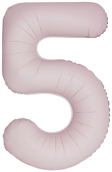 Шар (40''/102 см) Цифра, 5 Slim, Пыльная роза, Сатин, 1 шт. в уп.