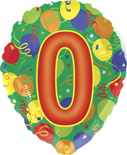 Шар (18''/46 см) Цифра, 0 Праздничная, 1 шт.