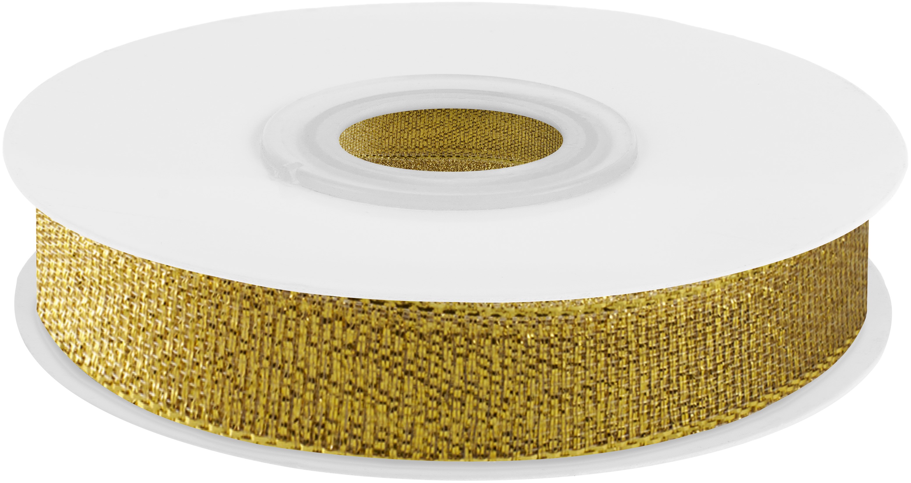 Лента парча (1,2 см*22,85 м) Мерцающий блеск, Золото, Металлик, 1 шт.