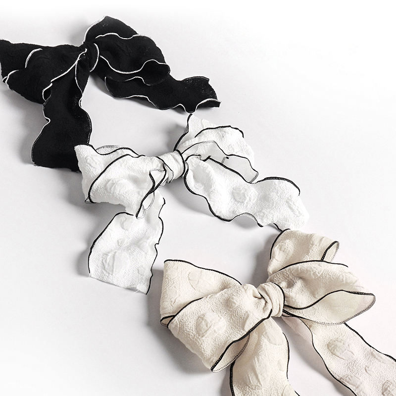 Лента тканевая (4 см*9,14 м) Элегантная волна, Кремовый/Черный, 1 шт.