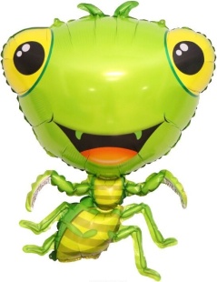 Шар с клапаном (17''/43 см) Мини-фигура, Счастливый кузнечик, 1 шт.