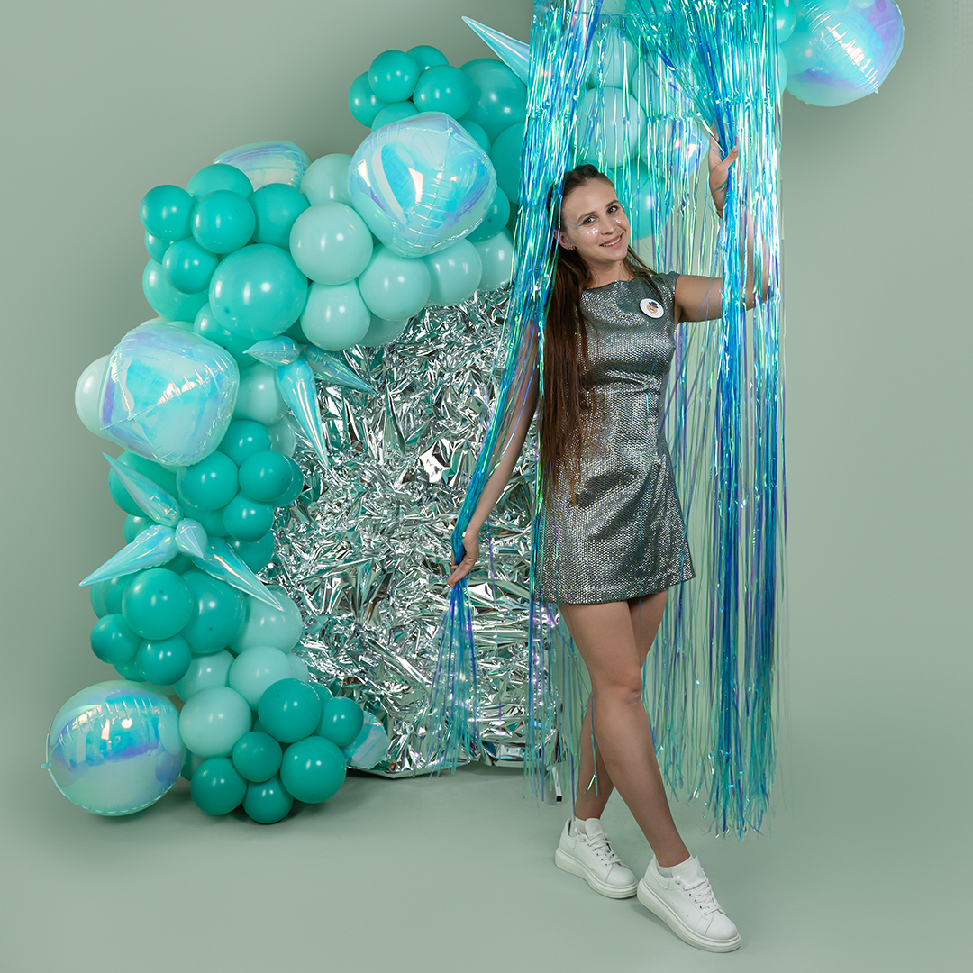 Шар 3D (26''/66 см) Звезда, Составная, Голубой, Хамелеон, 1 шт. в уп.