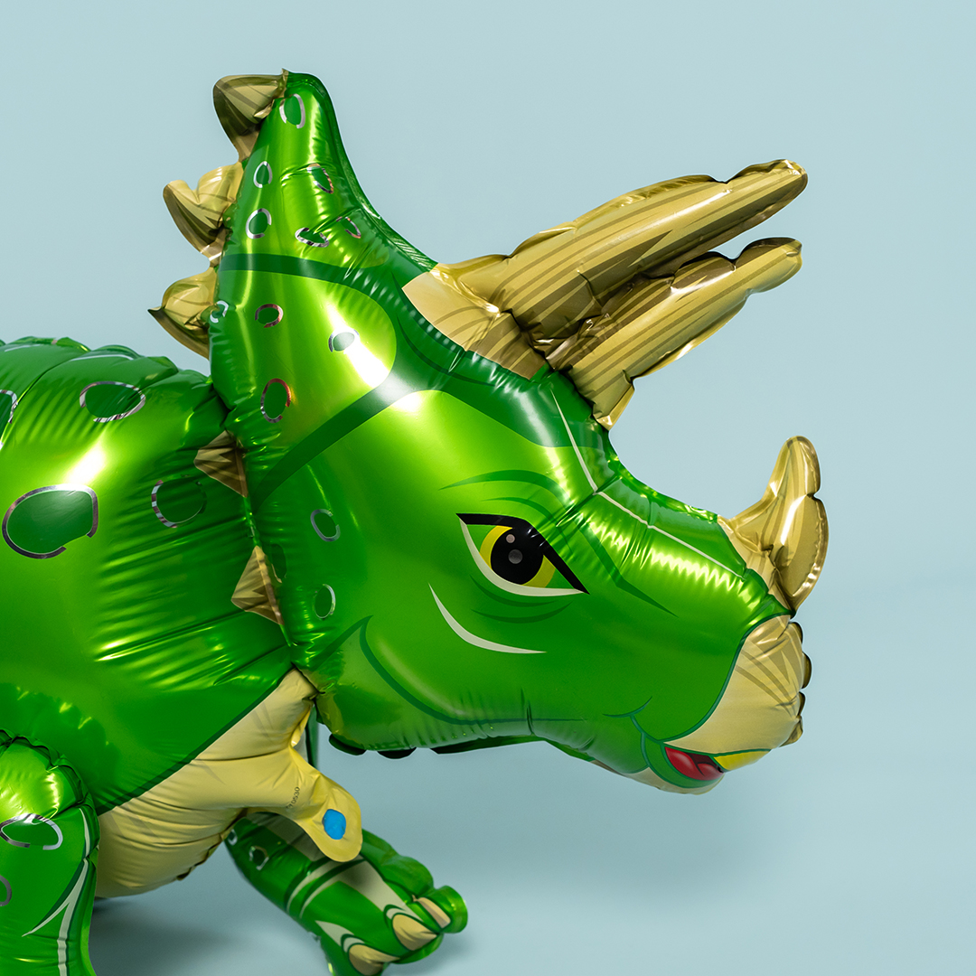 Шар 3D (36''/91 см) Фигура, Динозавр Трицератопс, Зеленый, 1 шт. в уп.