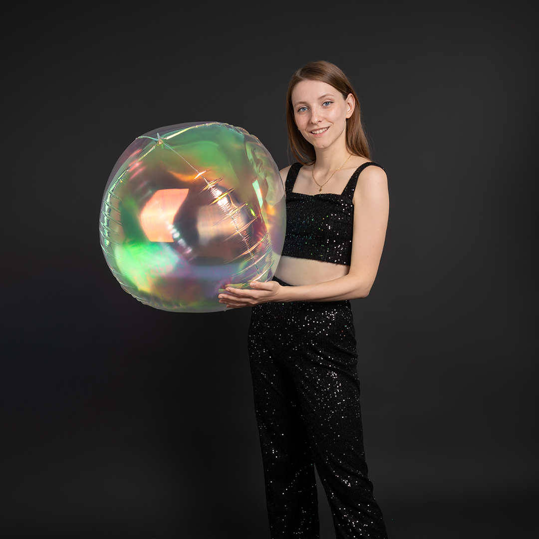 Шар 3D (32''/81 см) Сфера, Прозрачный, Хамелеон, 1 шт. в уп.