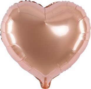 Шар (18''/46 см) Сердце, Розовое Золото, Металлик, 1 шт.