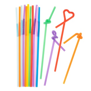Трубочки для коктейлей (пластик), с длинной гофрой, Ассорти, 12 шт. в упак. 