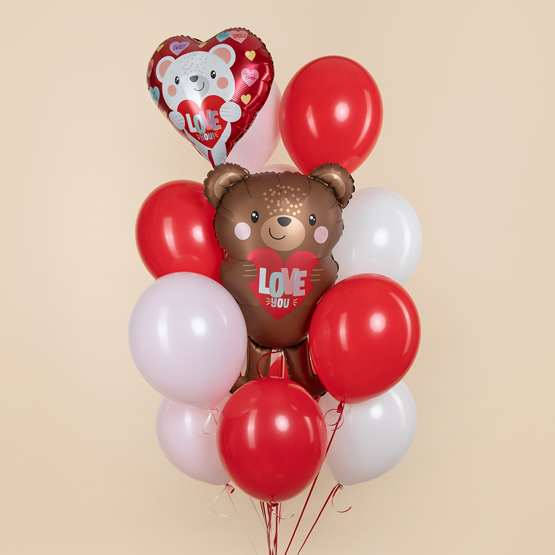 Шар (18''/46 см) Сердце, Мишка с сердцем, 1 шт. в уп. (цв.этик.)