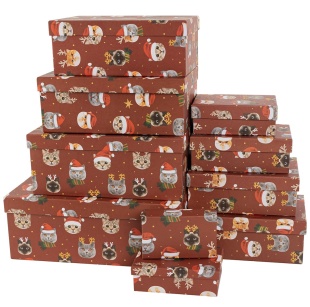 Набор коробок Новогодние котики, 33*20*13 см, 10 шт. в упак. 