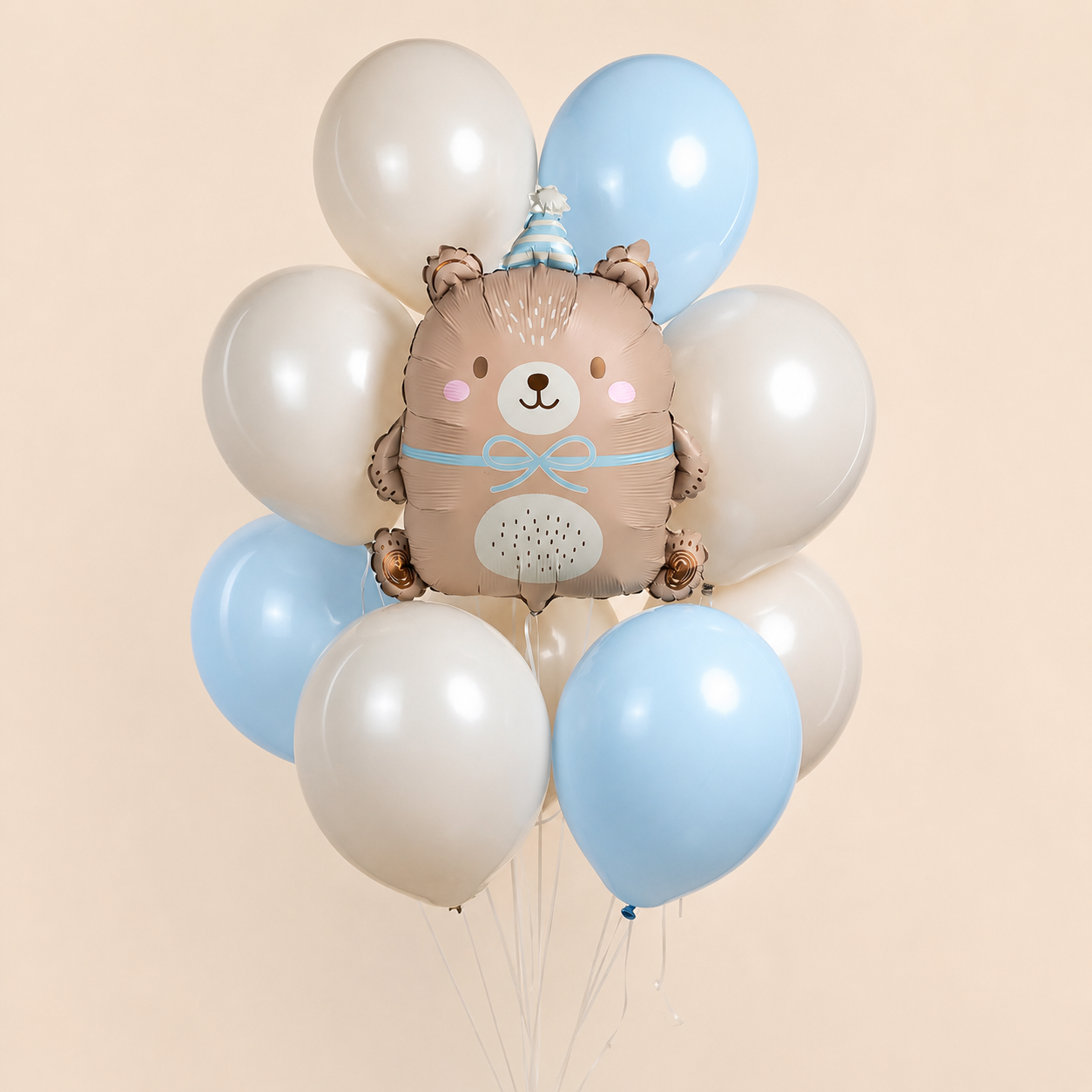 Шар (27''/69 см) Фигура, Мишка в голубом колпачке, Сатин, 1 шт.