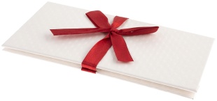 Конверт-коробка для денег, Атласная лента, Тиснение Ромб, Белый, 8,3*17,2 см, 1 шт.