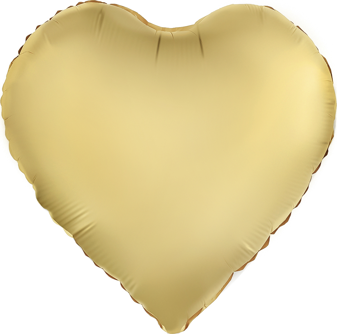 Шар (30''/76 см) Сердце, Золото, Сатин, 1 шт. в уп.