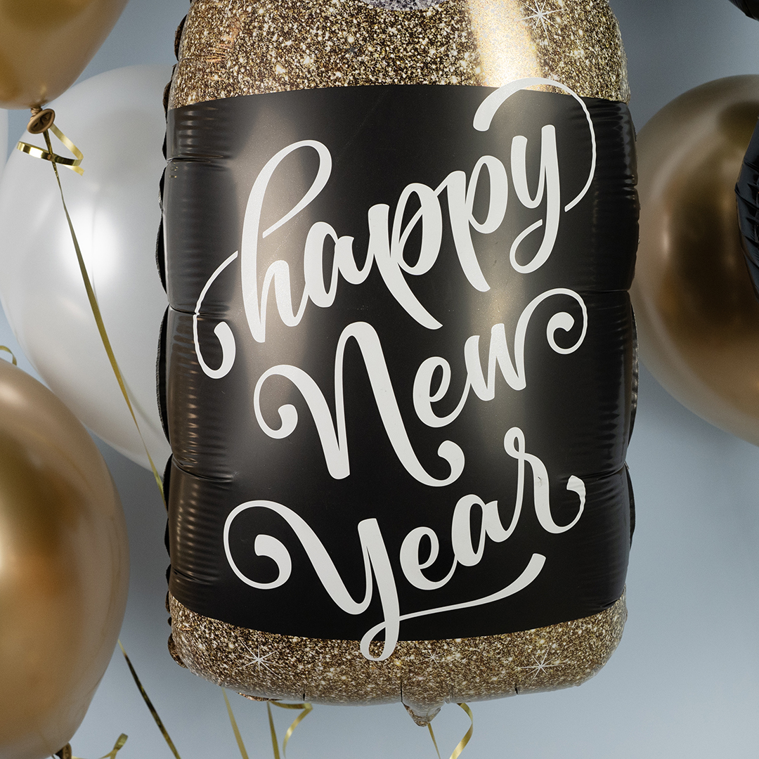 Шар (39''/99 см) Фигура, Бутылка Шампанское, Новогодние пузырьки, 1 шт.