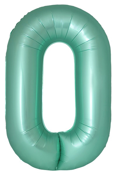 Шар (40''/102 см) Цифра, 0 Slim, Тиффани, Сатин, 1 шт. в уп.