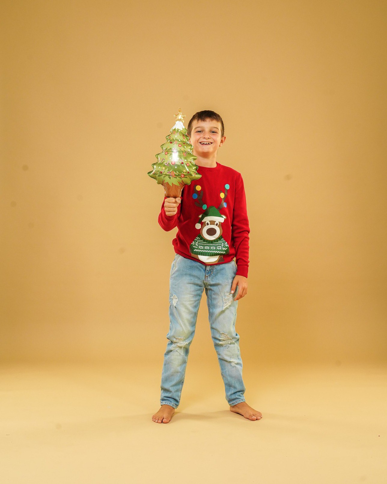 Шар (14''/36 см) Мини-фигура, Новогодняя елочка, 1 шт.