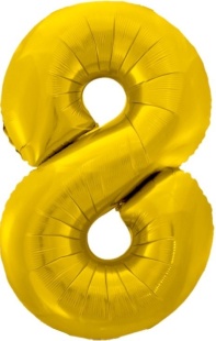 Шар (34''/86 см) Цифра, 8, Золото, 1 шт. в уп.