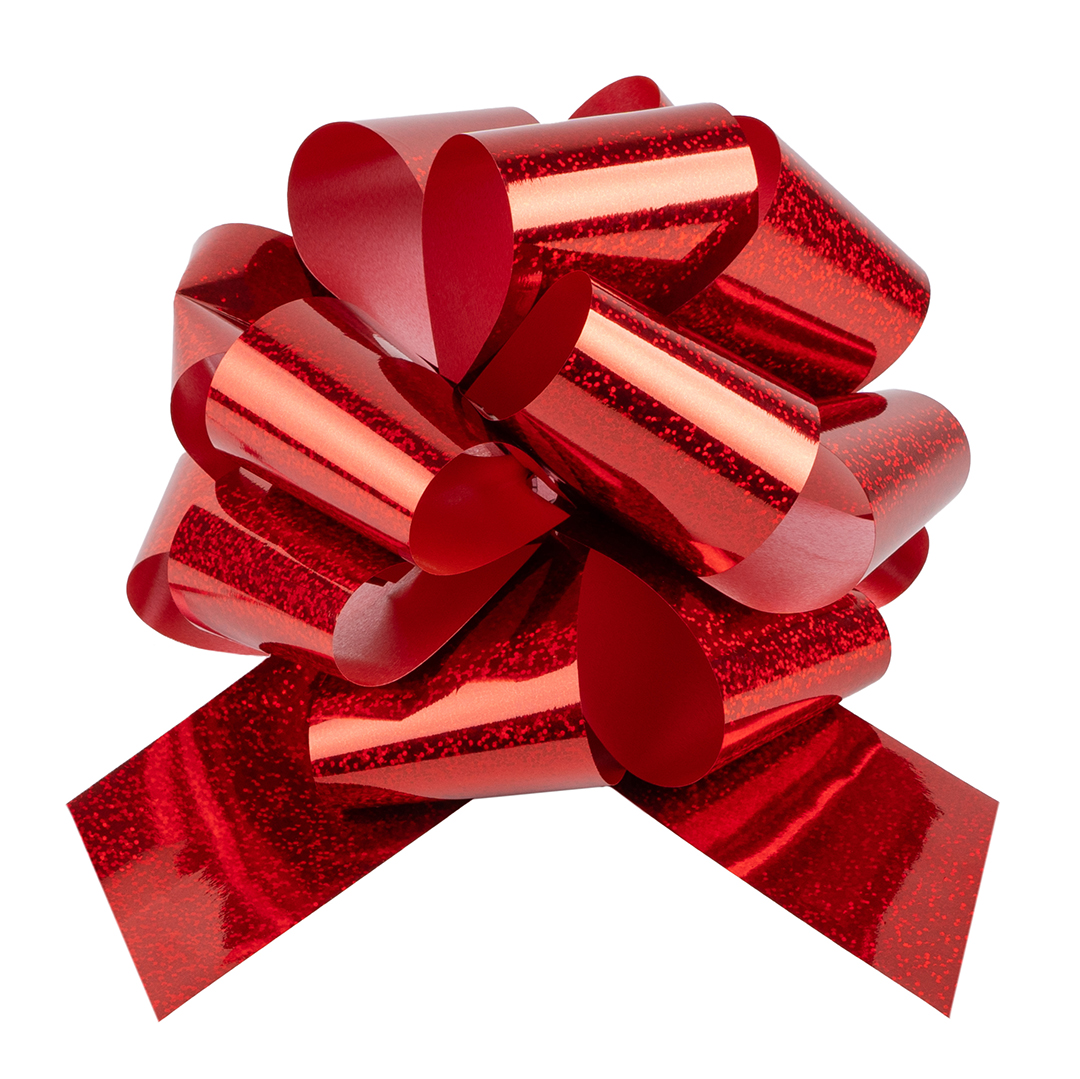 Бант Шар, Красный, Голография, 21 см, 1 шт. в упак. 
