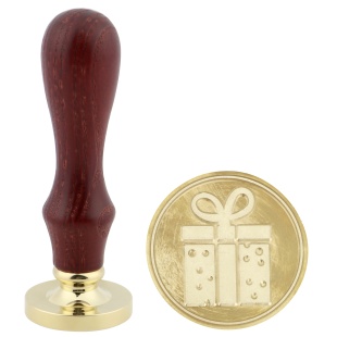 Штамп для сургучной печати Подарок, 3 см. Коричневый, 1 шт.