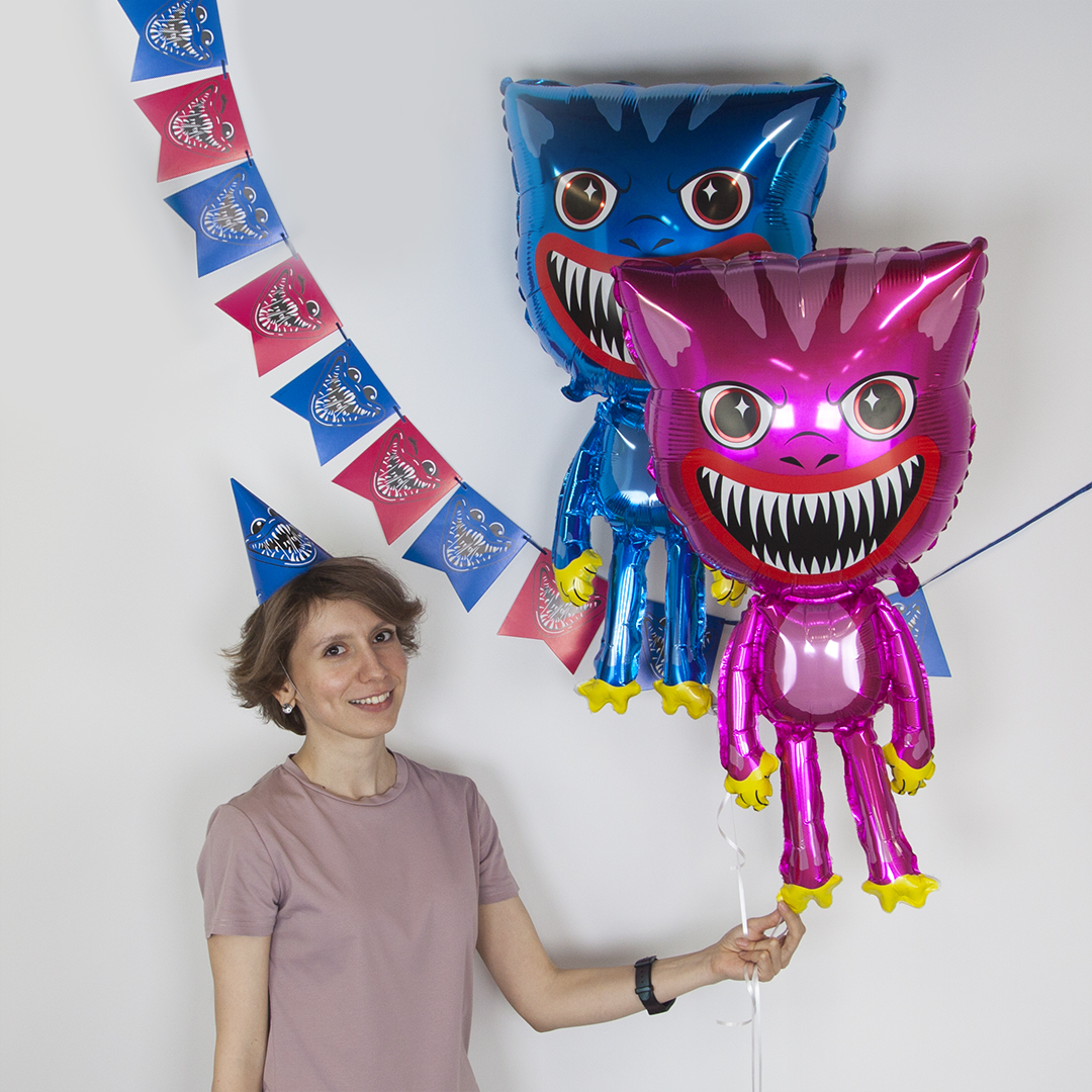 Шар (28''/71 см) Фигура, Зубастики, Зубабасси, Синий, 1 шт.
