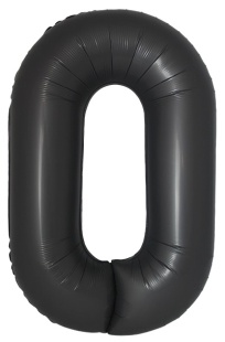 Шар (40''/102 см) Цифра, 0 Slim, Черный, Сатин, 1 шт. в уп.