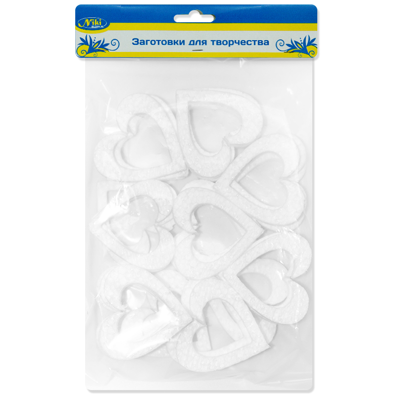 Фигура из пенопласта Сердце, Вензель, 6 см. Белый, 24 шт.