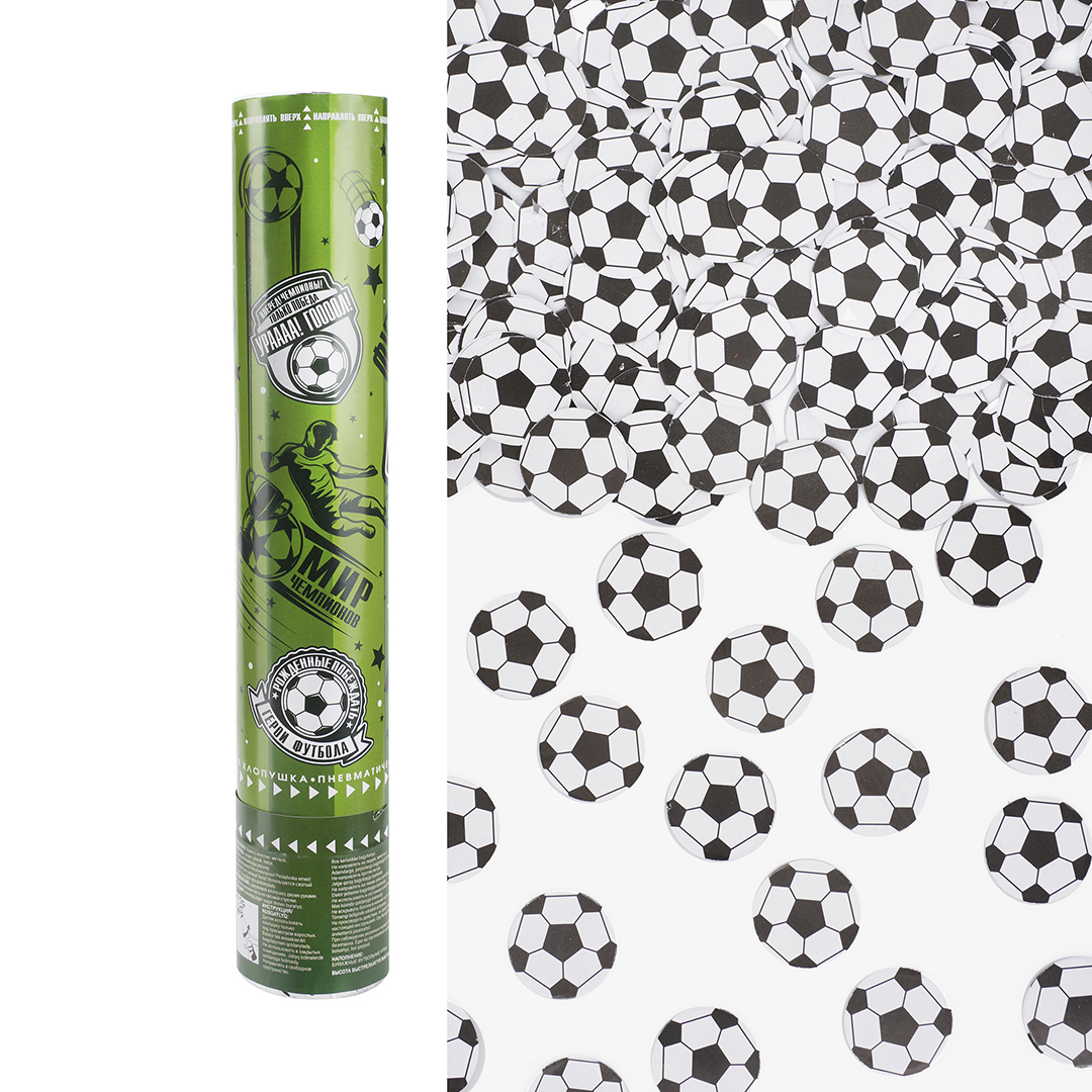 Пневмохлопушка (12/30 см), Футбол, Мячи бумага, 1 шт.