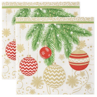 Сервировочные салфетки, Елочные украшения, 33*33 см, 20 шт.